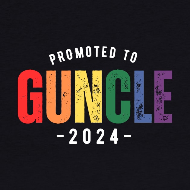 Promoted to Guncle 2024 - gay uncle lgbt brother fun humorous gift pregnancy reveal by guncle.co